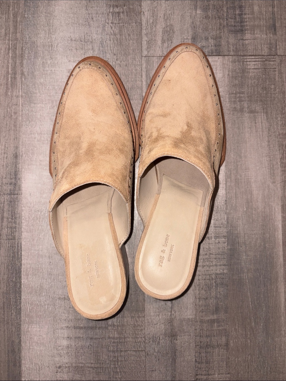 rag & bone Beige Suede Slip-On Mules